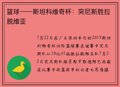 篮球——斯坦科维奇杯：突尼斯胜拉脱维亚